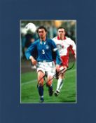 Football Paolo Maldini signed 14x11 mounted colour photo pictured in action for Italy, Paolo
