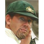 Cricket Rick Ponting signed 10x8 colour photo pictured while Captain of Australia slight damage on