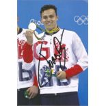 Olympics James Guy signed 6x4 colour photo of the double silver medallist in the swimming relays