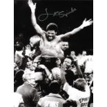 Boxing Leon Spinks signed 16x12 black and white photo pictured after his shock win over Muhammad Ali