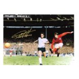 GEOFF HURST signed 12x16 England 1966 World Cup Final Print. Good Condition. All autographs are