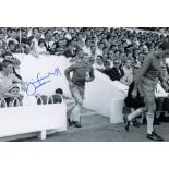 JIMMY GREENHOFF 1966: Autographed 12 x 8 photo, depicting Leeds United's JIMMY GREENHOFF walking out