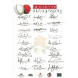 Cricket Lancashire signed 2010 squad team sheet 23 signatures includes names such as Andrew