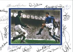 Football Everton legends multi signed 16x12 Dixie Dean print 17 Goodison park greats signatures