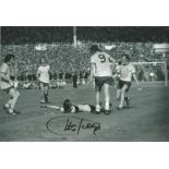 Football Charlie George signed 12x8 black and white photo pictured after scoring his iconic goal for