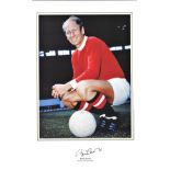 Football Bobby Charlton signed 16x12 colour print pictured in Manchester United kit, Sir Robert
