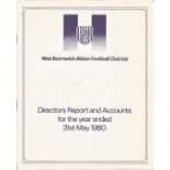 West Bromwich Albion directors report and accounts booklet for the year ended 31st May 1980. Good