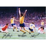 ARSENAL 1979: Autographed 16 x 12 photo, depicting Arsenal players celebrating after BRIAN TALBOT