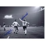 ENGLAND 1970: Autographed 16 x 12 photo, depicting England's GEOFF HURST celebrating with team