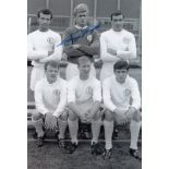 GARY SPRAKE 1967: Autographed 12 x 8 photo, depicting several Leeds players including goalkeeper