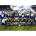 LEEDS UNITED 1992: Autographed 16 x 12 photo, depicting Leeds United players posing with the First