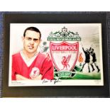 IAN ST JOHN signed Liverpool 1965 FA Cup Final 16x20 mounted Print. Good Condition. All autographs