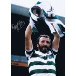 DANNY McGRAIN 1982: Autographed 16 x 12 photo, depicting Celtic captain DANNY McGRAIN holding