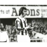 Football Alan Hudson signed 10x8 black and white photo pictured in action while playing for Stoke