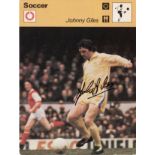 JOHN GILES 1977: Autographed Recontre Sportscaster card issued in 1977, superbly produced large size