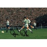 JOHN CLARK 1967: Autographed 6 x 4 photo, depicting Celtic's JOHN CLARK in full length action during