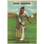 Cricket Alec Bedser signed 4x3 colour cigarette card. Good Condition. All autographs are genuine