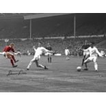 DENIS LAW 1963: Autographed 16 x 12 photo, depicting Manchester United's DENIS LAW opening the