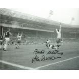 Football Alex Dawson signed 10x8 black and white photo pictured in action for Preston North End.