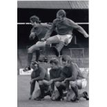 GRAHAM MOORE 1971: Autographed 6 x 4 photo, depicting Charlton Athletics Ray Treacy and Peter Reeves