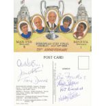 MAN UNITED 1968: Autographed modern postcard issued by the Football Postcard Collectors Club for the