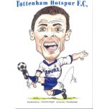 Football Gus Poyet signed 16x12 Tottenham Hotspur caricature illustration, Gustavo Augusto Poyet