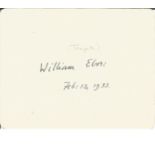 William Ebor Temple signed white card dated 1933. English Anglican priest, who served as Bishop of