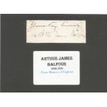 Arthur Balfour (1848-1930) British Prime Minister 1902-1905 Signed Page With Photo. Good