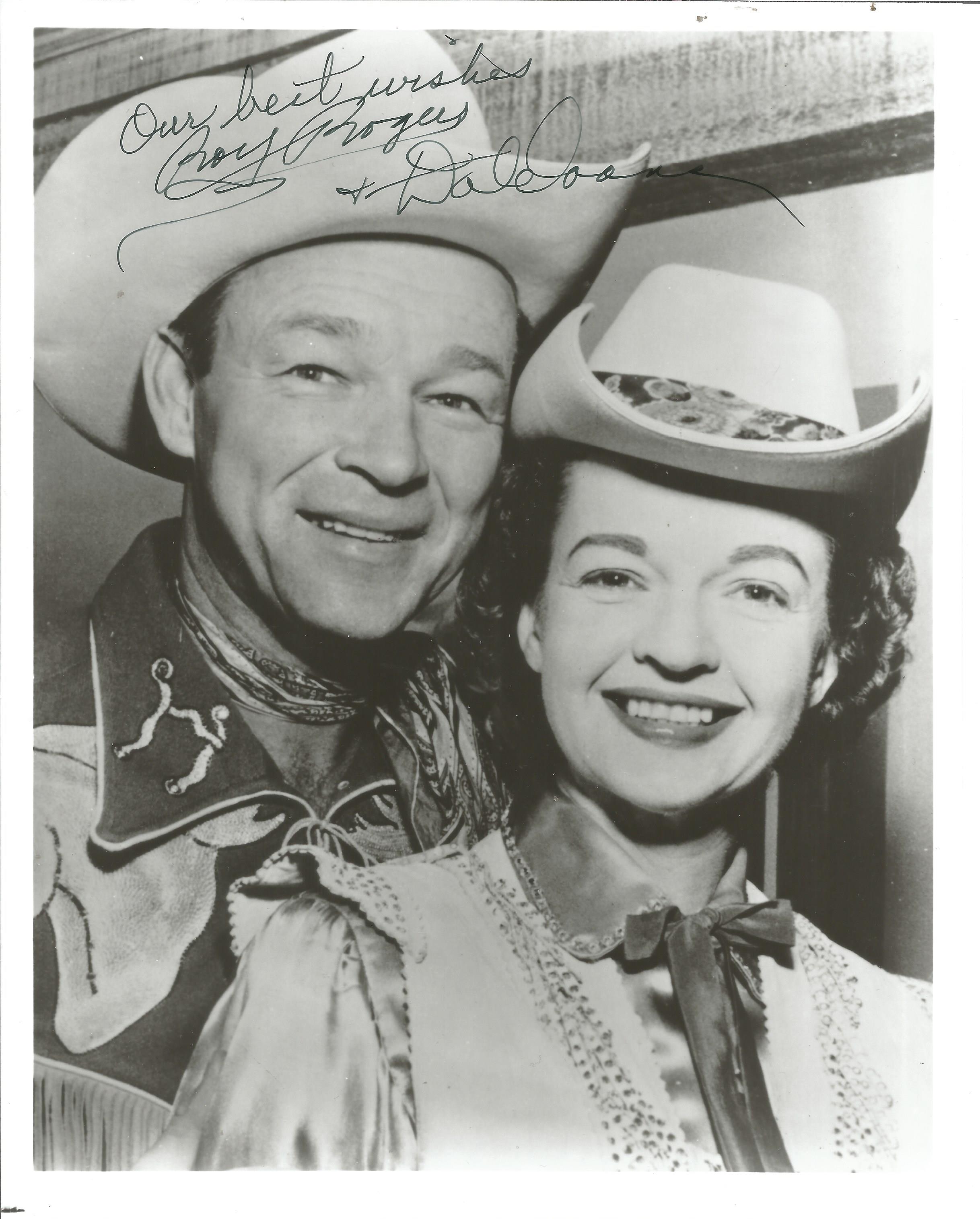 Roy Rogers signed 10x8 black and white photo. Good Condition. All autographs are genuine hand signed