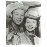 Roy Rogers signed 10x8 black and white photo. Good Condition. All autographs are genuine hand signed