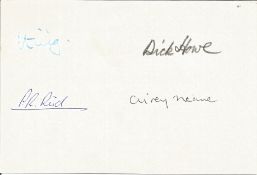 WW2 Colditz Castle inmates multiple signed card. Signed by Pat Reid, Earl Haig, Airey Neave and Dick