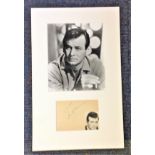 David Janssen signature piece mounted below black and white photo. Good Condition. All autographs