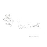 Niamh Cusack large signature on white card with flower doodle. Good Condition. All autographs are