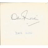 David Niven signature piece. Good Condition. All autographs are genuine hand signed and come with