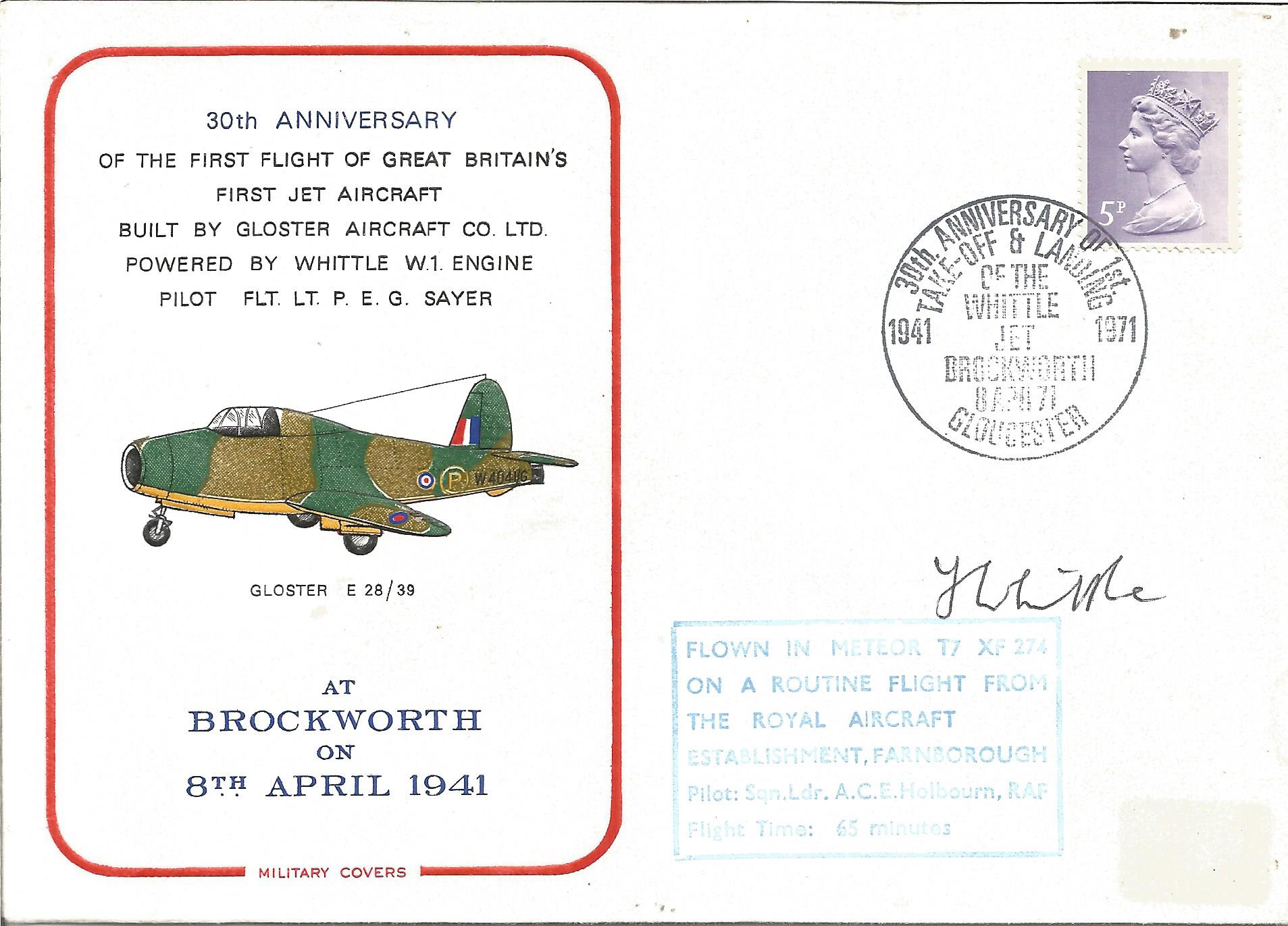 Frank Whittle signed 30th anniv of the first flight of Great Britains first jet aircraft cover. Good