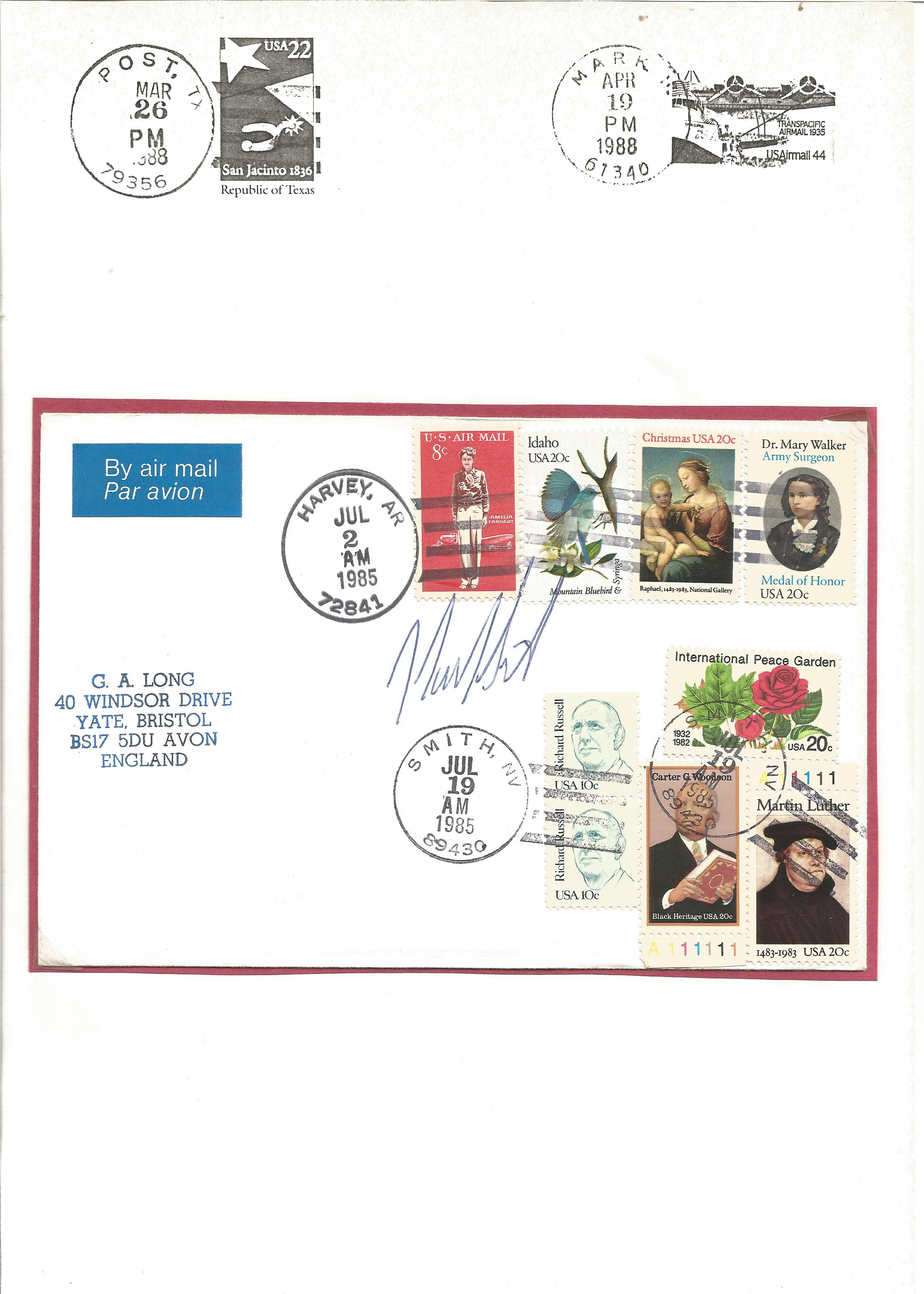 Harvey Smith signed USA cover. Mailed and franked in Harvey and Smith in the USA. Good Condition.