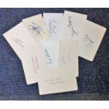 Signed white card collection. 9 included. Amongst them are Red Skelton, John Gielgud, Rod Steiger,