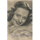 Olivia De Havilland signed 6x4 black and white postcard. Good Condition. All autographs are
