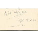 Sybil Thorndike signed album page dated 16/9/1933. Good Condition. All autographs are genuine hand