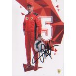 Sebastian Vettel signed postcard sized picture. Good Condition. All autographs are genuine hand