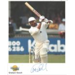 Graham Gooch signed 10x8 colour autographed editions photo. Biography on reverse. Good Condition.