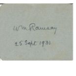 Sir W M Ramsey New Testament scholar signed card dated 1931. Good Condition. All autographs are