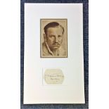 Wallace Beery signature piece mounted below vintage photo. Approx overall size 17x12. Good