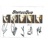 Status Quo Rock Band Fully Signed Photo By Francis Rossi, Rick Parfitt, Andy Brown, John "Rhino"