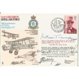 Arthur Harris plus five RAF pilots signed 101 sqn 30th ann VJ Day cover. Rare variety. Good