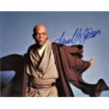 Samuel L Jackson signed 14x12 Star Wars colour photo pictured in his role as Mace Windu in the Clone