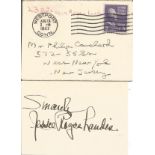 Jessie Royce Landis signed card. Actress. Signed on vintage 3 x 2 inch cream card. Comes with