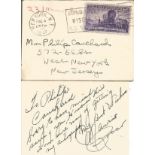 Maurice Rocco signed card. Musician. Dedicated. Signed on vintage 3 x 2 inch cream card. Comes