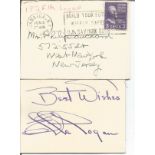 Ella Logan signed card. Actress. Signed on vintage 3 x 2 inch cream card. Comes with original