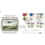 WW2 top Allied fighter ace AVM Johnnie Johnson DSO DFC signed Benham official 1990 Gallantry FDC,